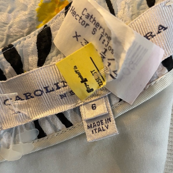 Carolina Herrera Yellow //White DAISY Floral Midi Dress sz 6 - Picture 4 of 14